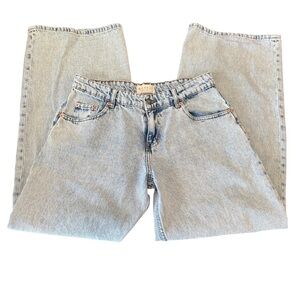 Motel Rocks Denim Baggy Wide Leg Jeans Womens Size 32X30 Light Wash Mid Rise